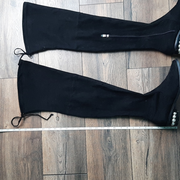 CATHERINE MALANDRINO black BOOTS PEARL HEEL. 25" shaft height - Picture 9 of 15